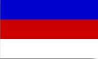 Serbołużycka flaga narodowa: 3 pasy poziome-niebieski, czerwony, biały